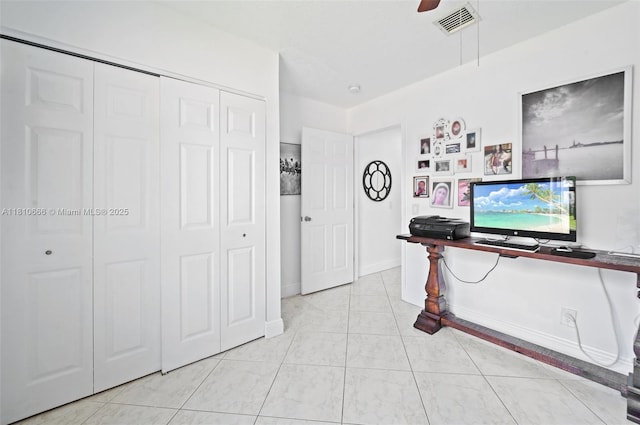 13236 SW 51st St, Miramar, FL 33027 - office space with a ceiling fan and light tile patterned floors