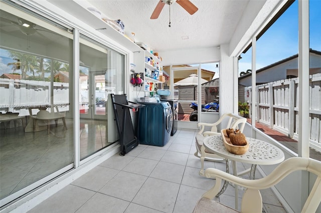 13236 SW 51st St, Miramar, FL 33027 - sunroom / solarium with ceiling fan, a textured ceiling, and tile patterned floors