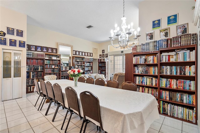 1357 Camellia Ln, Weston, FL 33326 - dining area with tile patterned floors and a chandelier