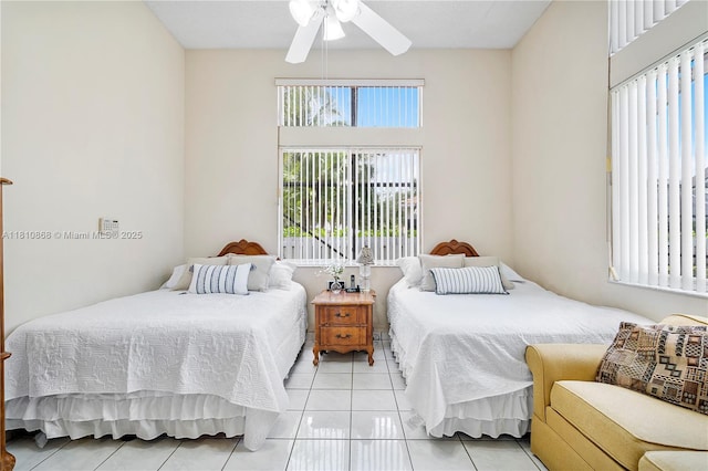 1357 Camellia Ln, Weston, FL 33326 - tiled bedroom with a ceiling fan