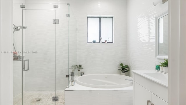19120 SW 127th Pl, Miami, FL 33177 - bathroom featuring vanity, a bath, and a shower stall