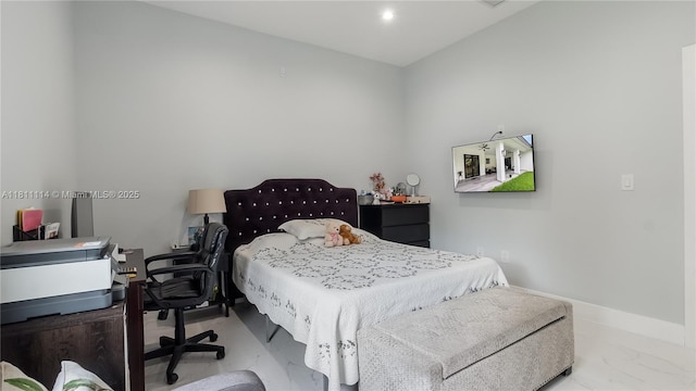 19120 SW 127th Pl, Miami, FL 33177 - bedroom with marble finish floors, baseboards, recessed lighting, and a desk