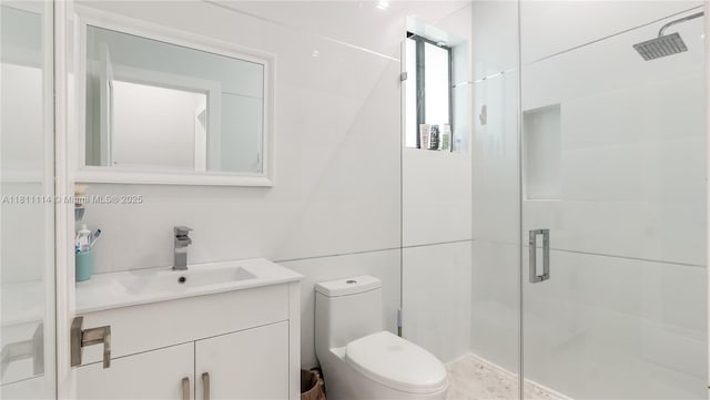 19120 SW 127th Pl, Miami, FL 33177 - bathroom featuring a shower stall, vanity, and toilet