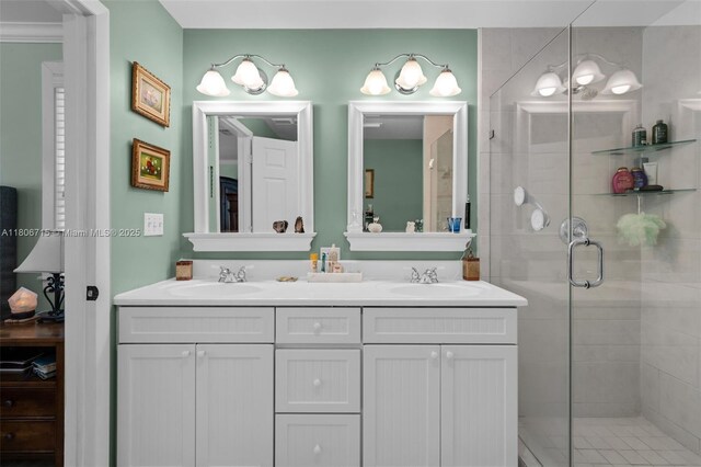 15820 SW 250th St, Homestead, FL 33031 - full bathroom featuring double vanity and a shower stall