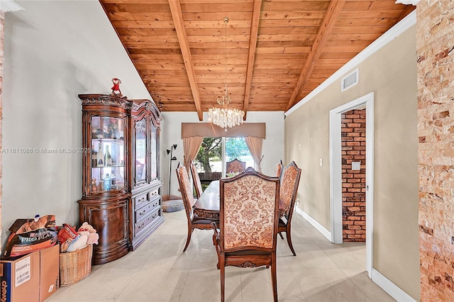 863 W Coco Plum Cir, Plantation, FL 33324 - dining area with wooden ceiling, a chandelier, light tile patterned floors, and baseboards