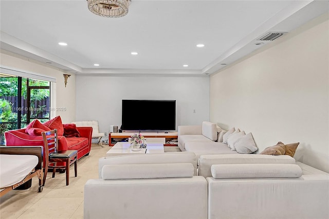 863 W Coco Plum Cir, Plantation, FL 33324 - living room featuring recessed lighting and a raised ceiling