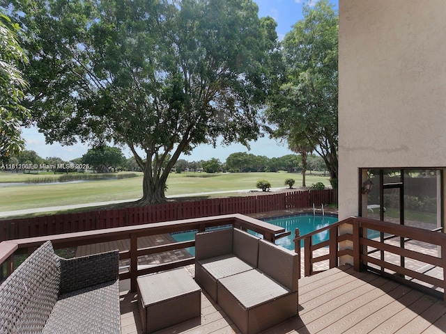 863 W Coco Plum Cir, Plantation, FL 33324 - wooden terrace featuring golf course view and outdoor lounge area
