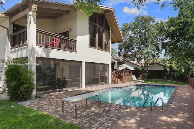 863 W Coco Plum Cir, Plantation, FL 33324 - back of house with a balcony, stucco siding, and a patio