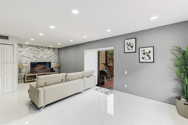6967 SW 115th Pl Unit B34, Miami, FL 33173 - living room with recessed lighting, light tile patterned flooring, and baseboards