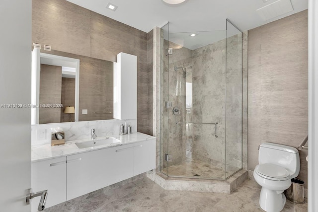 9701 Collins Ave Unit 2403S, Bal Harbour, FL 33154 - full bath with vanity, toilet, a shower stall, and tile patterned floors