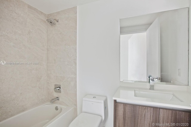 488 NE 18th St Unit 501, Miami, FL 33132 - full bathroom with vanity, washtub / shower combination, and toilet