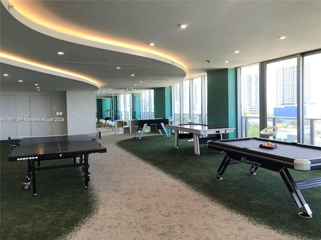 488 NE 18th St Unit 501, Miami, FL 33132 - playroom with recessed lighting and pool table
