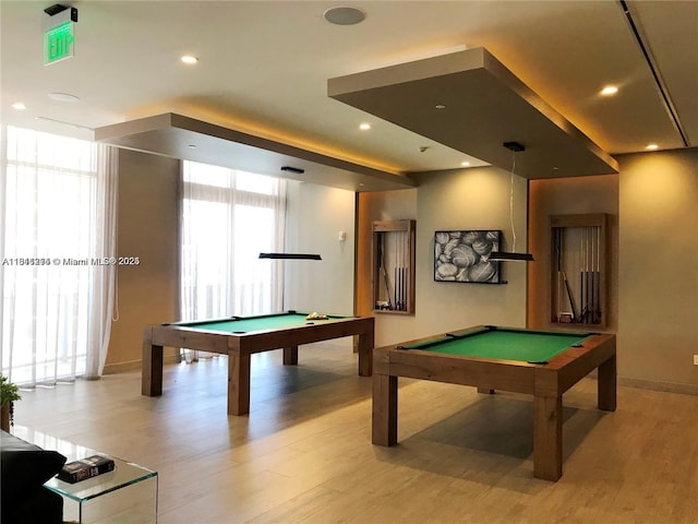 488 NE 18th St Unit 501, Miami, FL 33132 - recreation room with billiards table, light wood finished floors, and baseboards