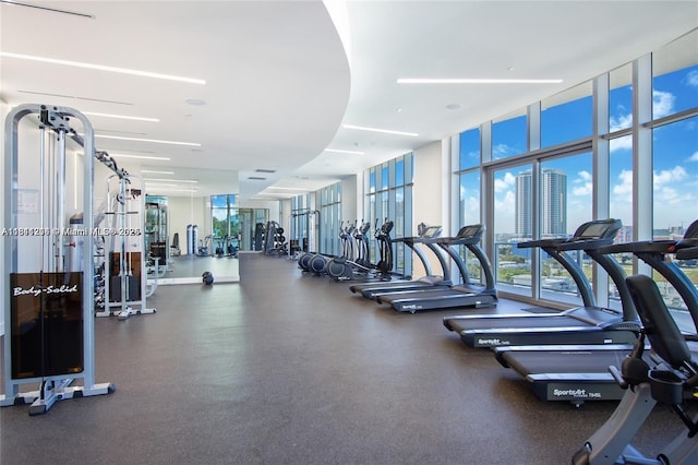 488 NE 18th St Unit 501, Miami, FL 33132 - gym with floor to ceiling windows