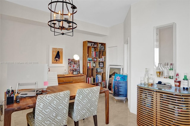 4779 Collins Ave Unit 4006, Miami Beach, FL 33140 - dining area featuring a chandelier and a dry bar