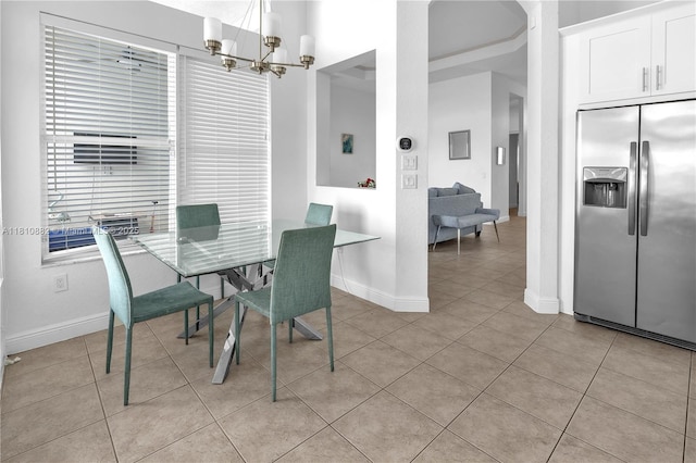5342 SW 173rd Ave, Miramar, FL 33029 - dining space featuring a chandelier, baseboards, and light tile patterned floors