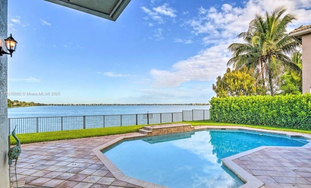 5342 SW 173rd Ave, Miramar, FL 33029 - view of pool with a water view, a fenced backyard, and a patio