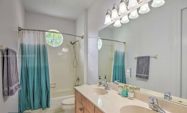 5342 SW 173rd Ave, Miramar, FL 33029 - full bathroom featuring shower / bath combo, toilet, and double vanity