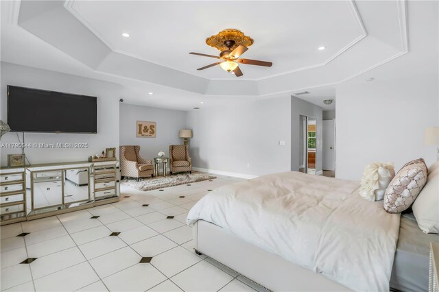 15862 SW 24th St, Miramar, FL 33027 - bedroom featuring a raised ceiling, recessed lighting, and tile patterned floors