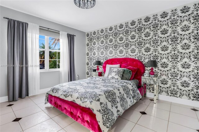 15862 SW 24th St, Miramar, FL 33027 - tiled bedroom with an accent wall