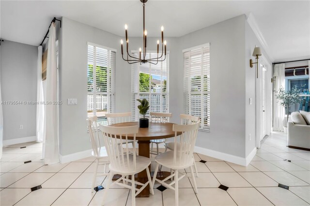 15862 SW 24th St, Miramar, FL 33027 - dining room with a chandelier and light tile patterned floors