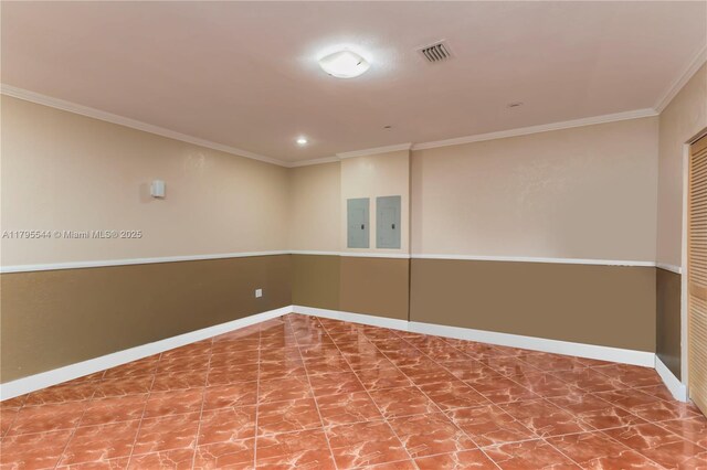 15862 SW 24th St, Miramar, FL 33027 - spare room with crown molding, electric panel, and recessed lighting