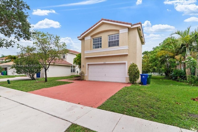 16466 SW 29th St, Miramar, FL 33027 - traditional-style home featuring stucco siding, decorative driveway, an attached garage, and a front yard