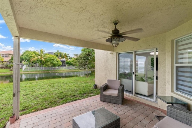 16466 SW 29th St, Miramar, FL 33027 - view of patio with a water view and a ceiling fan