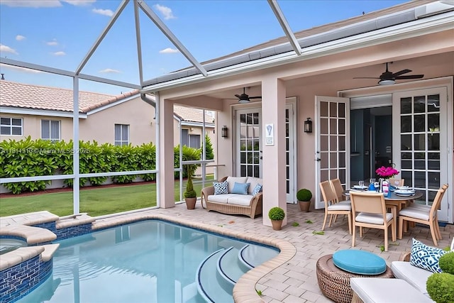 930 Briar Ridge Rd, Weston, FL 33327 - outdoor pool featuring a ceiling fan, a patio, a lanai, and an outdoor hangout area