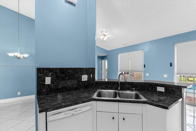930 Briar Ridge Rd, Weston, FL 33327 - kitchen featuring dishwasher, a sink, a peninsula, white cabinetry, and tasteful backsplash