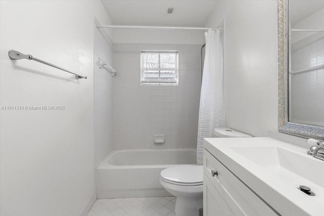 930 Briar Ridge Rd, Weston, FL 33327 - bathroom with toilet, vanity, shower / bath combination with curtain, tile patterned floors, and baseboards