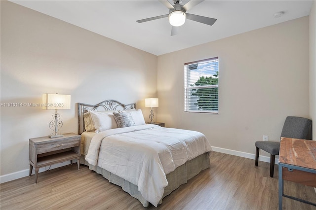 9471 SW 171st Pl, Miami, FL 33196 - bedroom featuring baseboards, light wood-style floors, and a ceiling fan