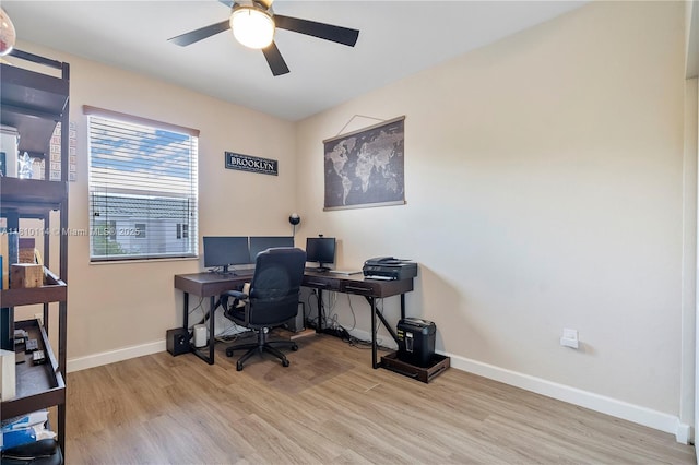 9471 SW 171st Pl, Miami, FL 33196 - office space with wood finished floors, ceiling fan, and baseboards