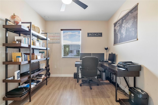 9471 SW 171st Pl, Miami, FL 33196 - office space with ceiling fan, wood finished floors, and baseboards