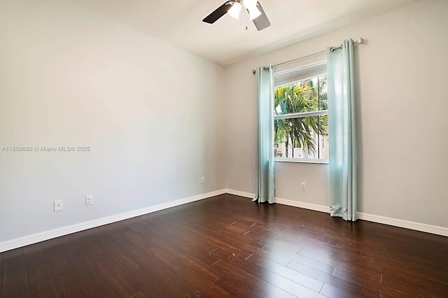 4631 Mediterranean Cir, Palm Beach Gardens, FL 33418 - empty room with a ceiling fan, baseboards, and hardwood / wood-style floors