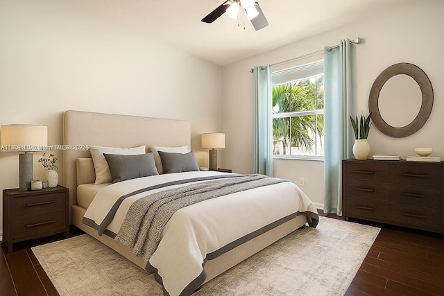 4631 Mediterranean Cir, Palm Beach Gardens, FL 33418 - bedroom featuring dark wood-style flooring and a ceiling fan