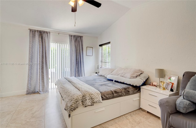 1482 Canary Island Dr, Weston, FL 33327 - bedroom with lofted ceiling, crown molding, and ceiling fan