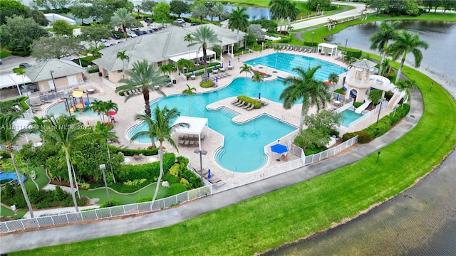 1482 Canary Island Dr, Weston, FL 33327 - community pool featuring a patio area and a water view