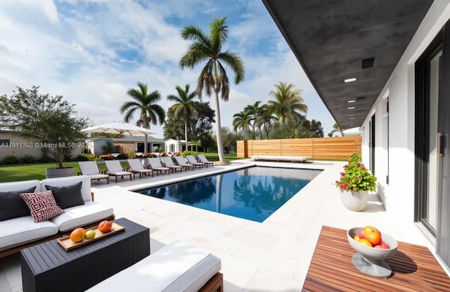 5700 SW 56th St, Davie, FL 33314 - swimming pool featuring a patio area and an outdoor living space