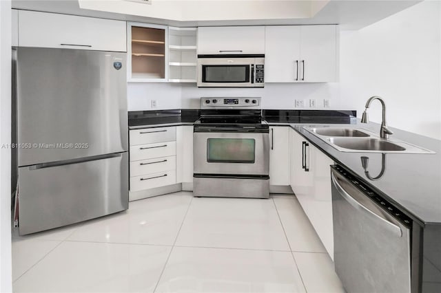 1750 N Bayshore Dr Unit 5214, Miami, FL 33132 - kitchen with appliances with stainless steel finishes, a sink, white cabinets, dark countertops, and a peninsula