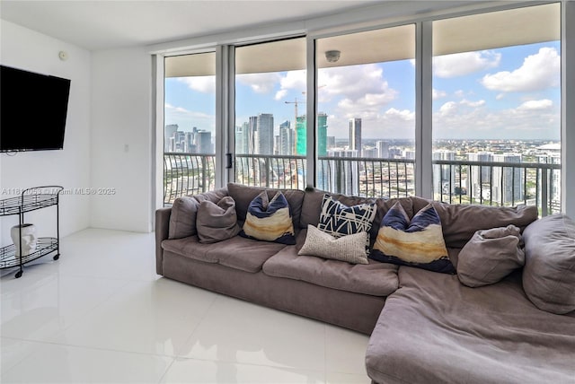 1750 N Bayshore Dr Unit 5214, Miami, FL 33132 - tiled living room with a skyline view