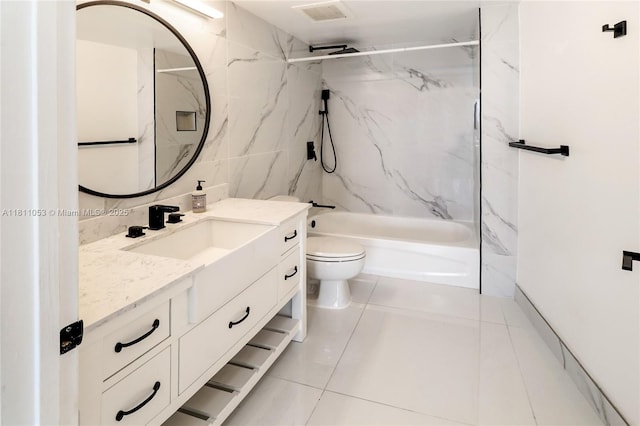 1750 N Bayshore Dr Unit 5214, Miami, FL 33132 - bathroom featuring toilet, vanity, a combined bath / shower with marble appearance, and tile patterned floors
