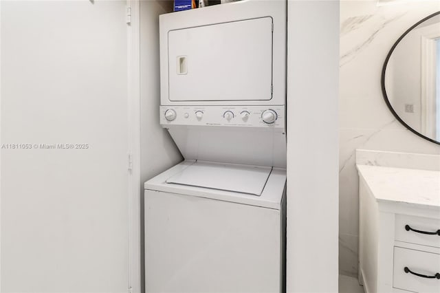 1750 N Bayshore Dr Unit 5214, Miami, FL 33132 - washroom featuring estacked washer and dryer