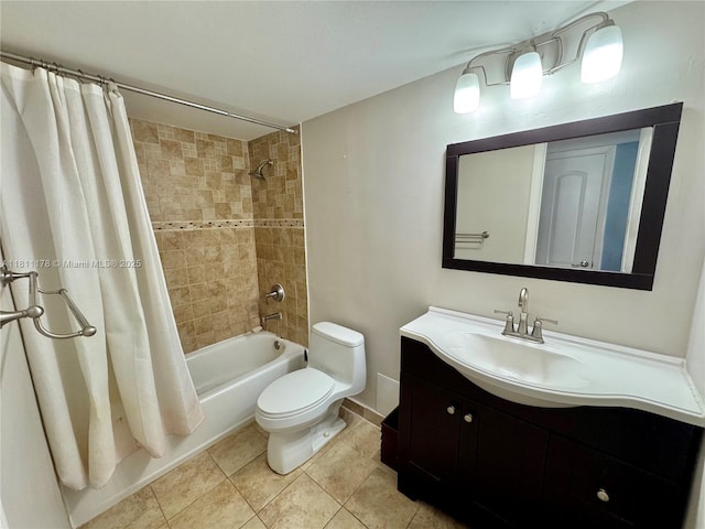 5555 Collins Ave Unit 6E, Miami Beach, FL 33140 - bathroom with toilet, shower / bath combo, vanity, tile patterned flooring, and baseboards