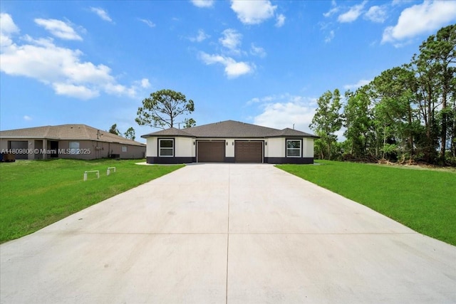 4800 Nelson Dr, Lehigh Acres, FL 33973 - ranch-style house featuring an attached garage, a front lawn, and driveway