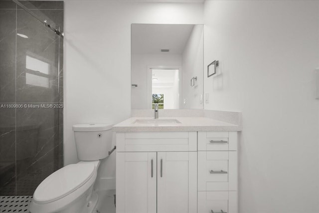 4800 Nelson Dr, Lehigh Acres, FL 33973 - bathroom featuring vanity, toilet, and a stall shower
