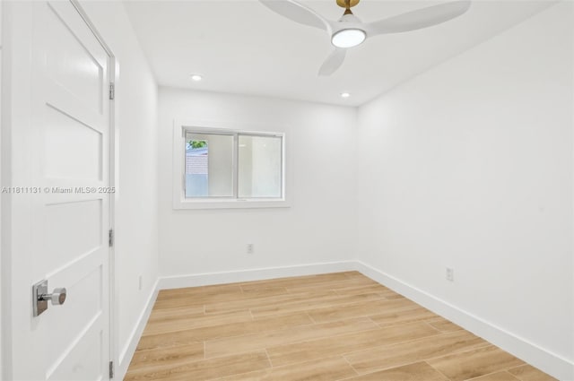 2001 SW 23rd Ave, Fort Lauderdale, FL 33312 - empty room featuring baseboards, light wood-type flooring, a ceiling fan, and recessed lighting