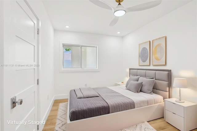 2001 SW 23rd Ave, Fort Lauderdale, FL 33312 - bedroom featuring light wood-type flooring, ceiling fan, recessed lighting, and baseboards