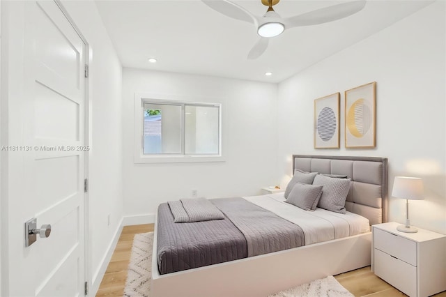 2001 SW 23rd Ave, Fort Lauderdale, FL 33312 - bedroom with light wood-style flooring, ceiling fan, recessed lighting, and baseboards