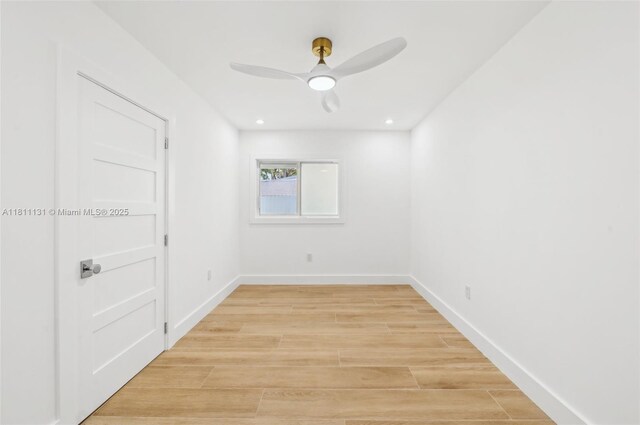 2001 SW 23rd Ave, Fort Lauderdale, FL 33312 - empty room featuring a ceiling fan, light wood-style floors, baseboards, and recessed lighting
